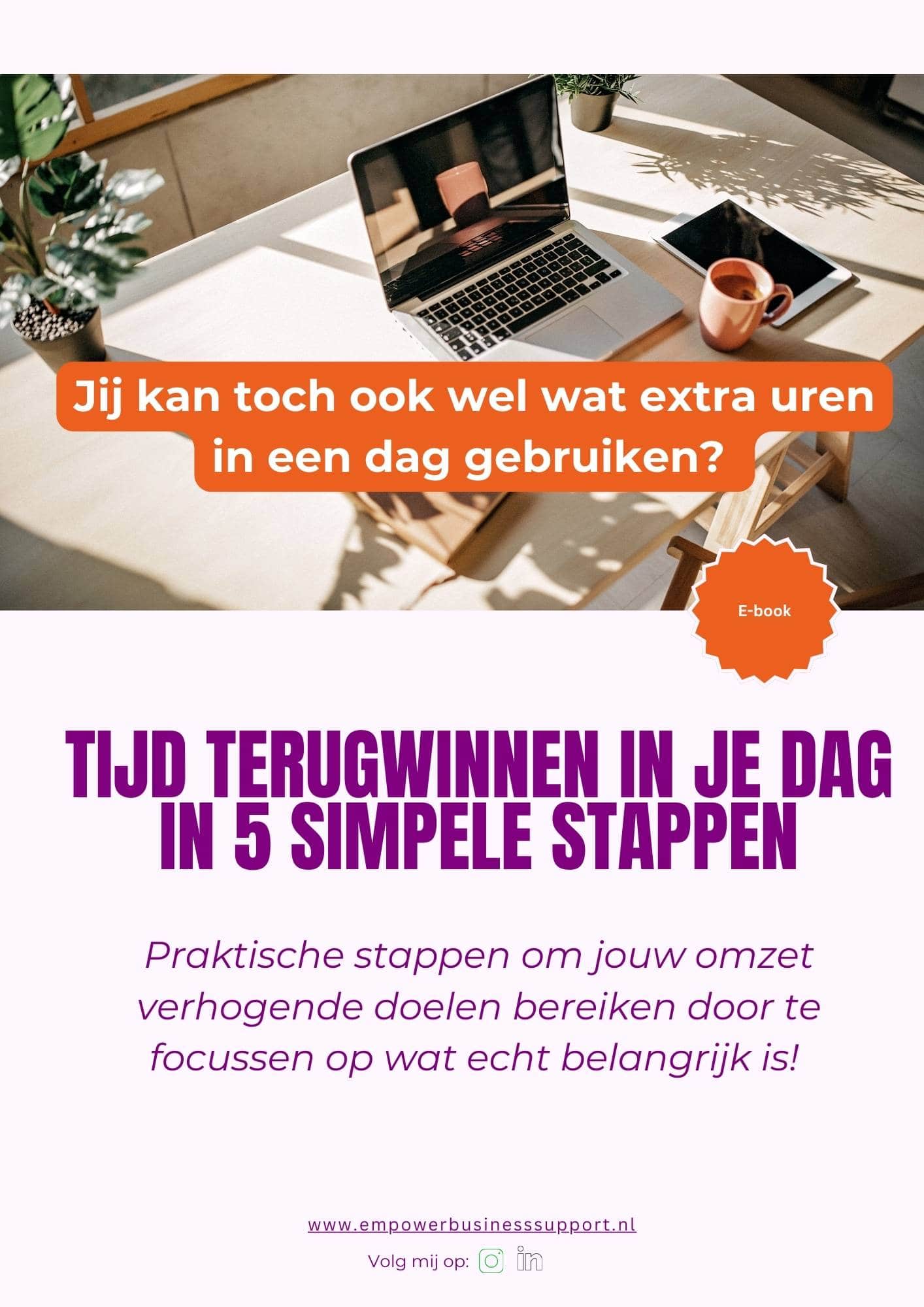 ebook omslag kaft Tijd Terugwinnen in je dag in 5 simpele stappen